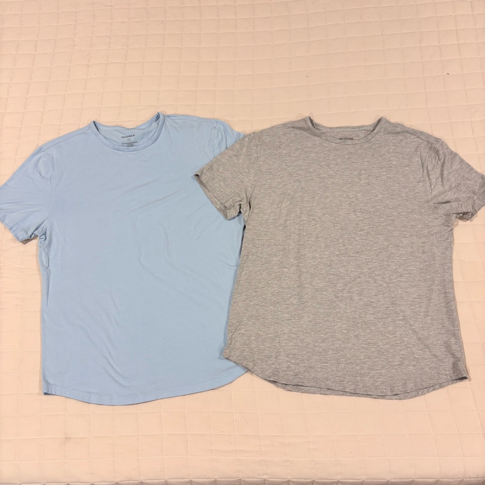 Netdraw Set of 2 Men's Curved Hem Bamboo T-Shirt Light Blue Light Gray Medium